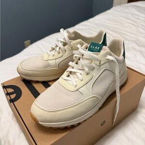 Clae Cream and Green Sneakers